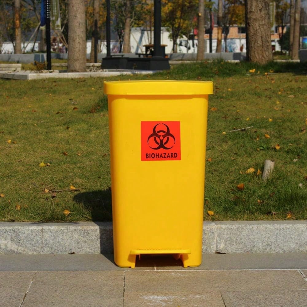 Hybsk 100 PCS Biohazard Labels Warning Sign 4 X 4 Inch Fluorescent Red-Orange Hazardous Stickers For Hospital Waste Containers (Biohazard)