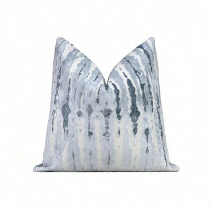 Ice Blue Abstract Cut Pillow Cover| Blue Ivory Designer Cut Throw Pillow Cover| 20x20 Inch, 18x18 Inch, 24x24 Inch