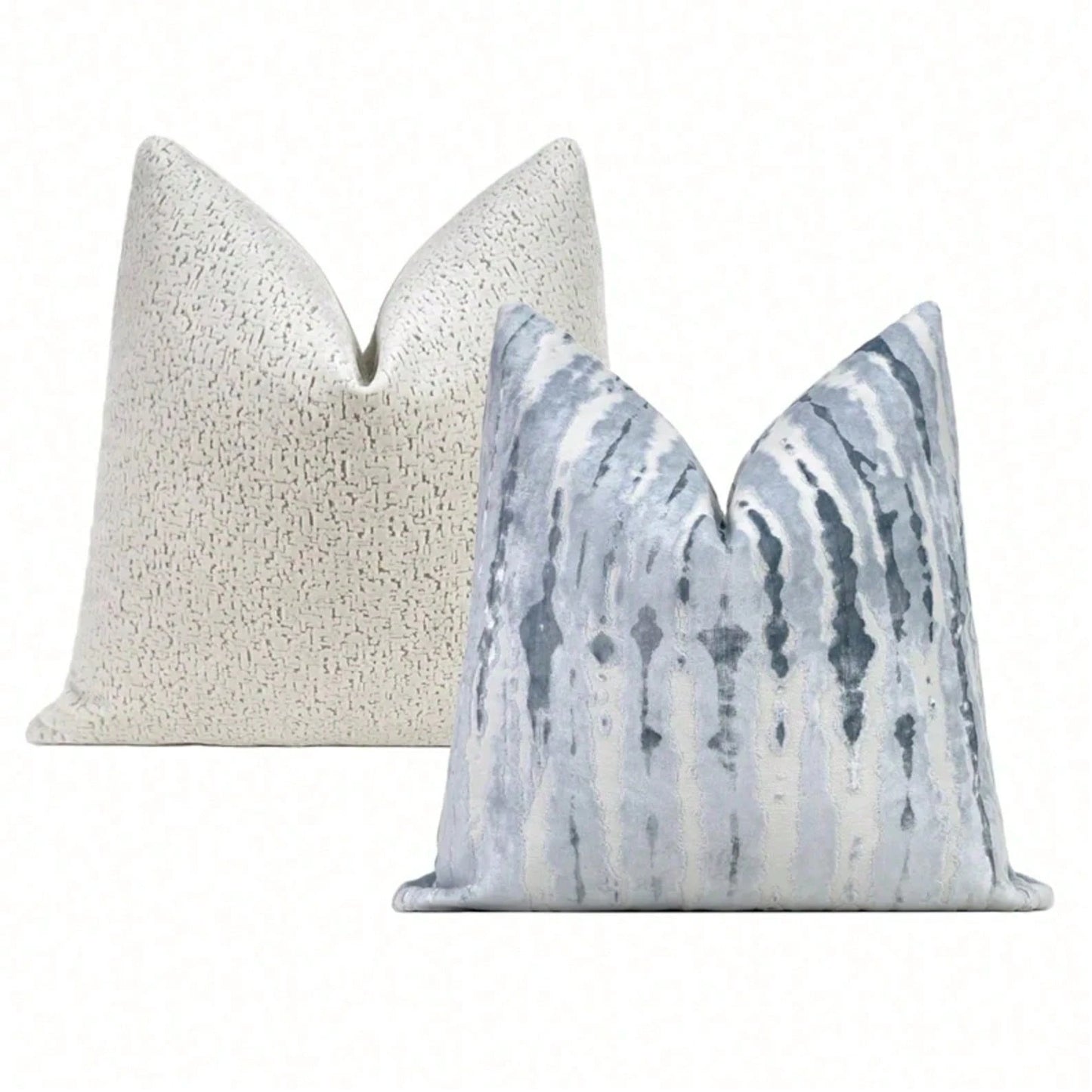 Ice Blue Abstract Cut Pillow Cover| Blue Ivory Designer Cut Throw Pillow Cover| 20x20 Inch, 18x18 Inch, 24x24 Inch
