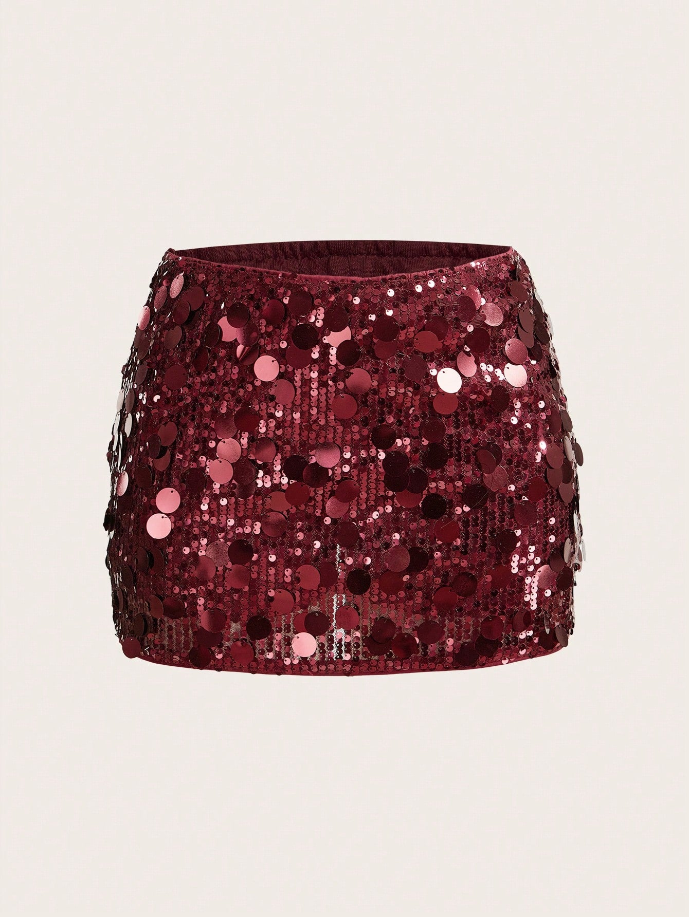 ICON Black Bodycon High Waist Super Short Women's Mini Skirt Burgundy Skirt Sequin Skirt