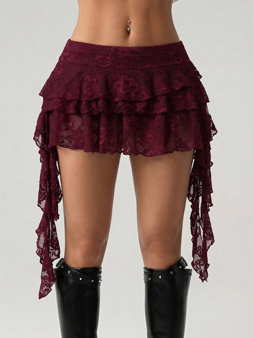 ICON Low Waist Vacation Style Casual Hot Girl White Lace Wavy Edge Skirt Safety Pants Anti-Exposure