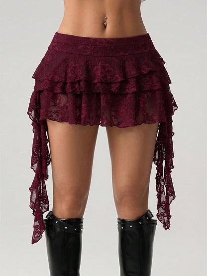 ICON Low Waist Vacation Style Casual Hot Girl White Lace Wavy Edge Skirt Safety Pants Anti-Exposure