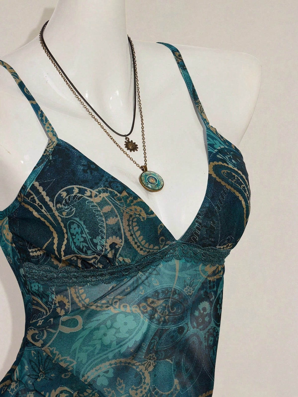 ICON Women's Vacation Cashew Floral Print Ruffled Strap Cami Top 4th Of July Cute Sexy Summer Tops Going Out Night Out Vacation Tops Teal