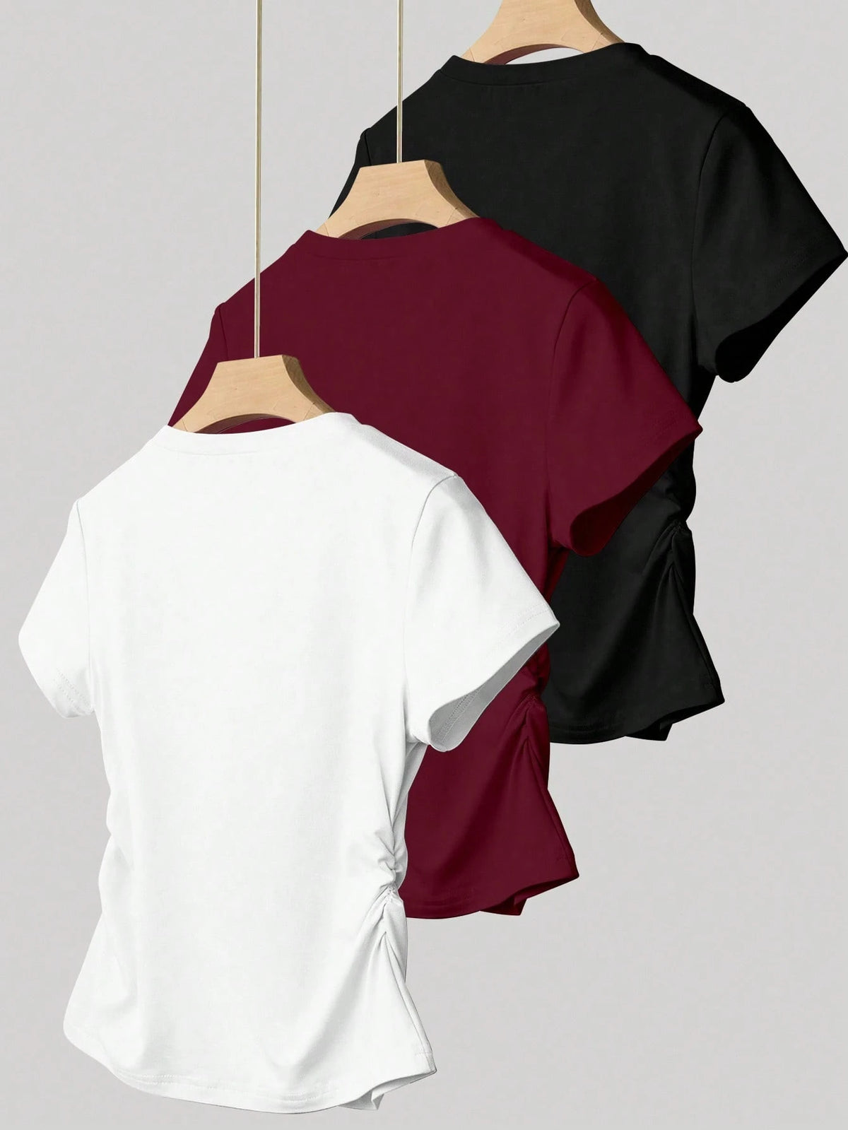INAWLY Casual Fashion Versatile Simple Round Neck Short Sleeve Women T-Shirt