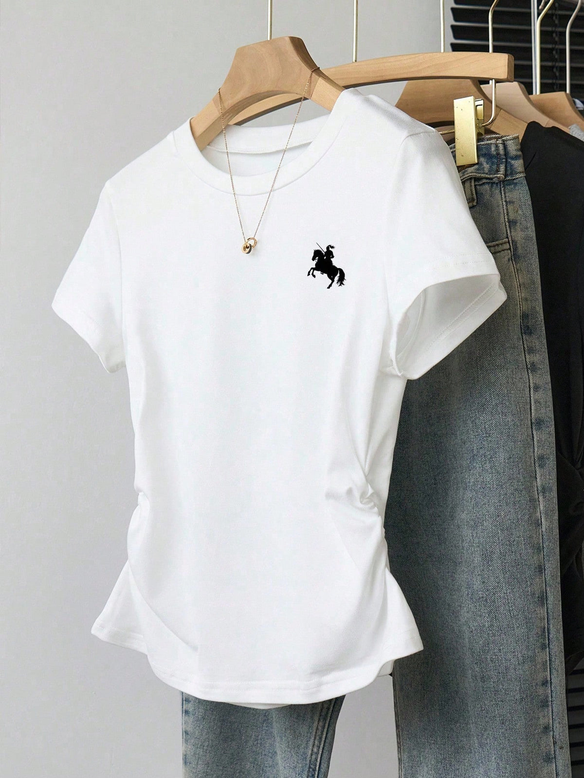 INAWLY Casual Fashion Versatile Simple Round Neck Short Sleeve Women T-Shirt