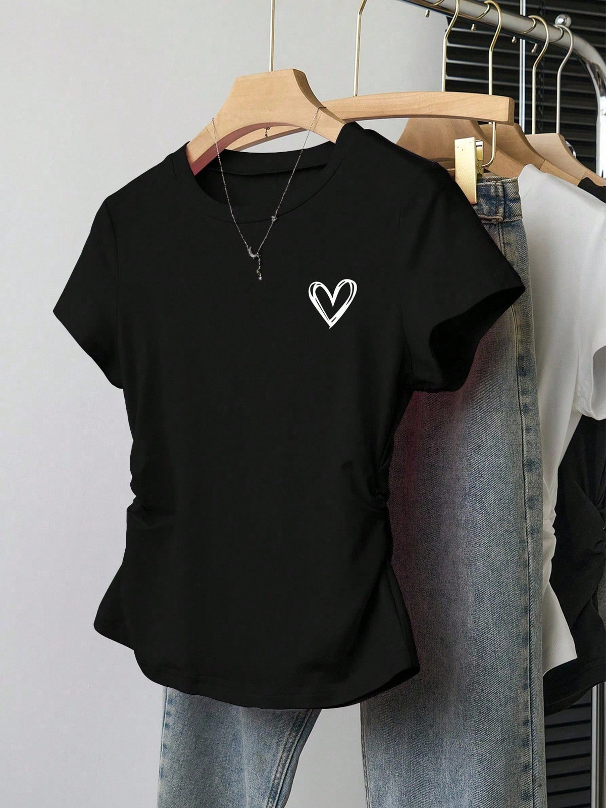 INAWLY Casual Fashion Versatile Simple Round Neck Short Sleeve Women T-Shirt