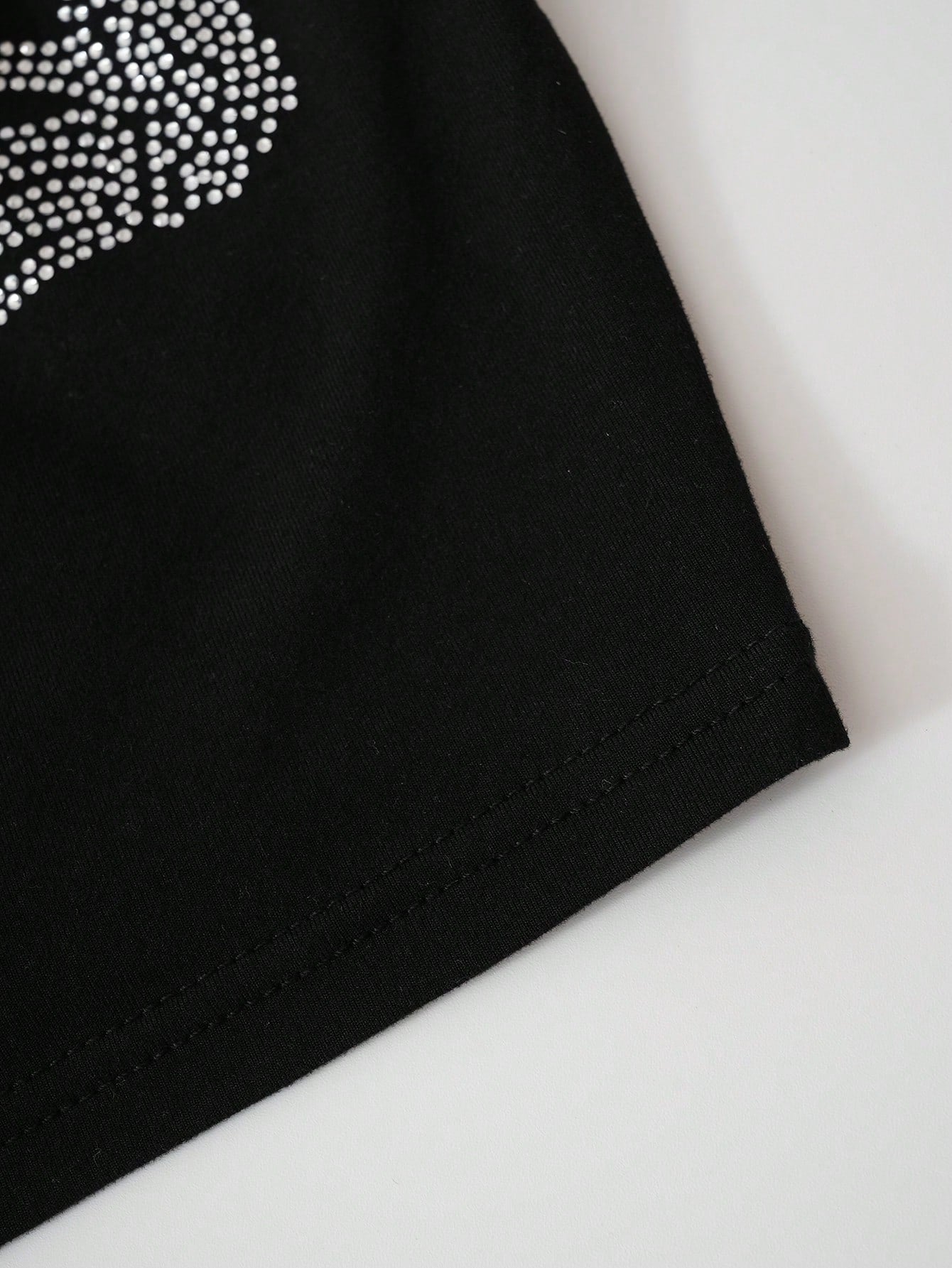 INAWLY Plus Size Women's Y2K Rhinestone Hand Pattern Fitted Crop Top
