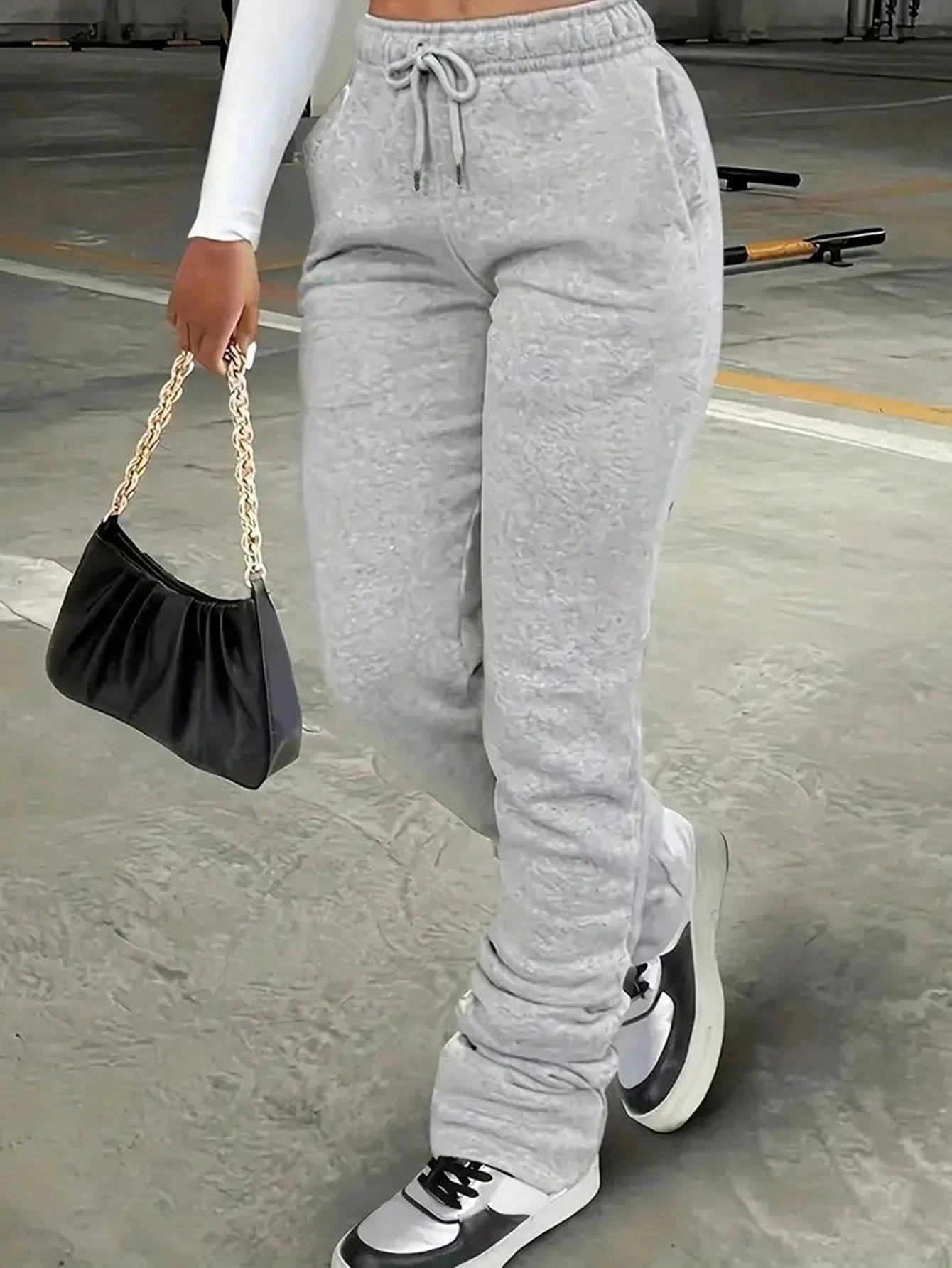 INAWLY Solva Drawstring Waist Slant Pocket Sweatpants Graduation,Back To School Outfits,Graduation,Teacher Outfits For Women,Back To School Fall Cloth For Women