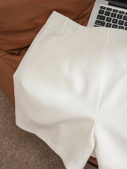 INAWLY White Loose High Waist Casual Shorts Women, Slimming Wide Leg Shorts