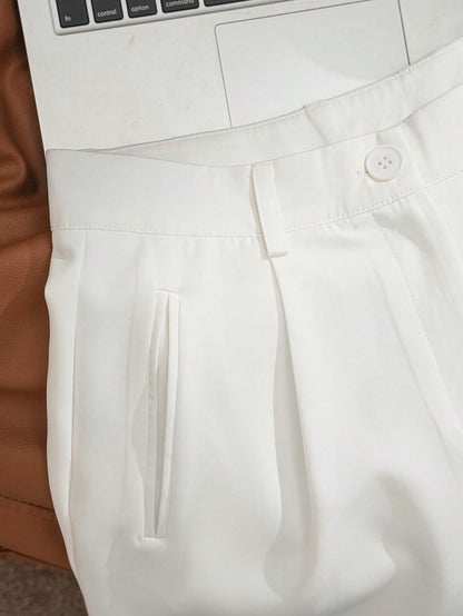 INAWLY White Loose High Waist Casual Shorts Women, Slimming Wide Leg Shorts