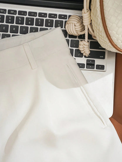 INAWLY White Loose High Waist Casual Shorts Women, Slimming Wide Leg Shorts