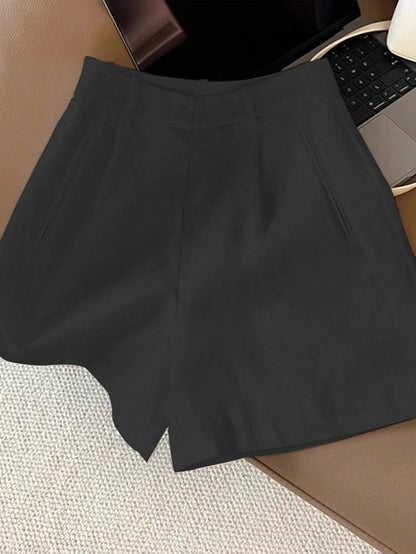 INAWLY White Loose High Waist Casual Shorts Women, Slimming Wide Leg Shorts