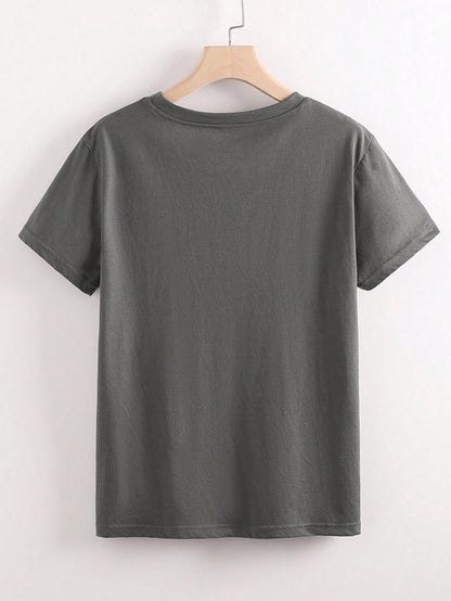 INAWLY Women Casual Everyday Round Neck T-Shirt, Minimalist & Fashionable Graphic Tees Women Tops