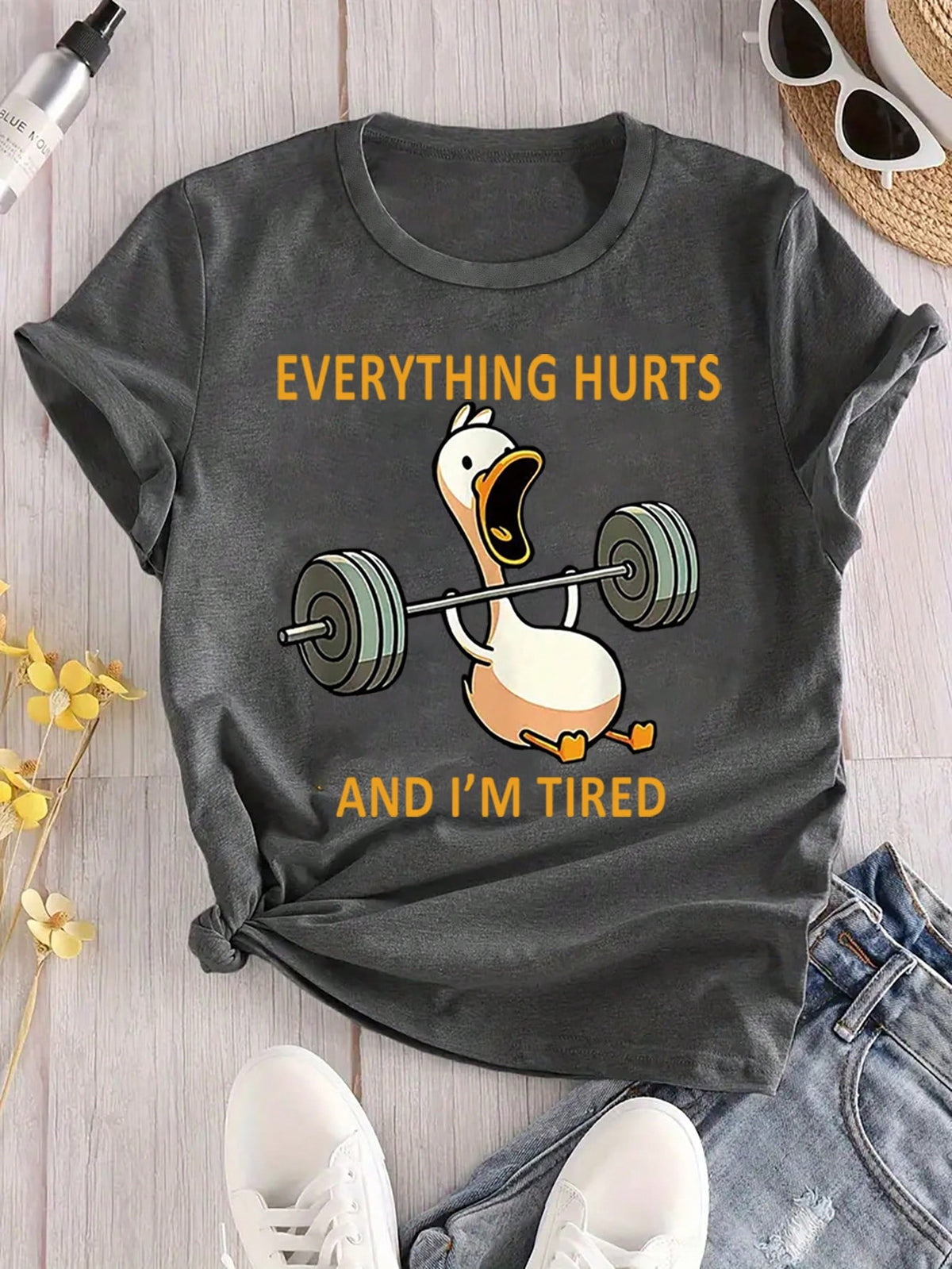 INAWLY Women Casual Everyday Round Neck T-Shirt, Minimalist & Fashionable Graphic Tees Women Tops