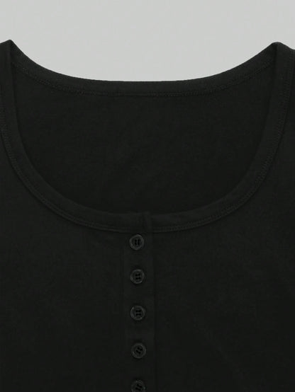 INAWLY Women Casual Versatile Solid Color Short Sleeve T-Shirt