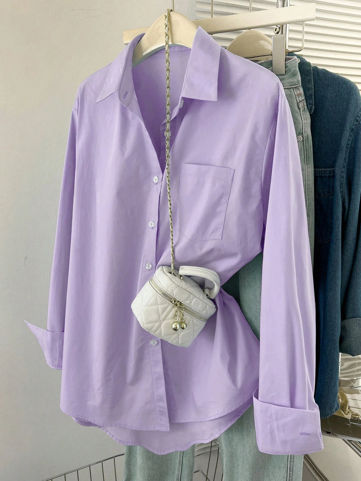 INAWLY Women's Casual Solid Color Long Sleeve Shirt Fall Cloth For Women
