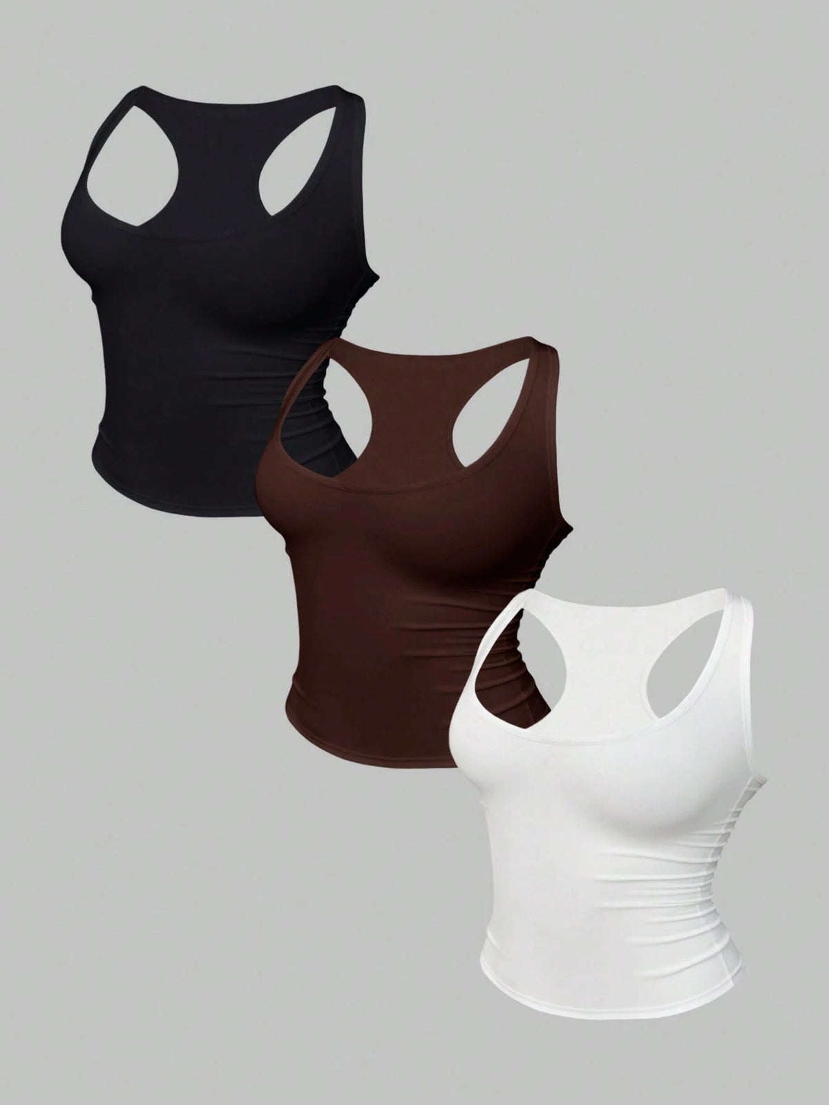 INAWLY Women's Casual Solid Color Racerback Fitted Tank Top