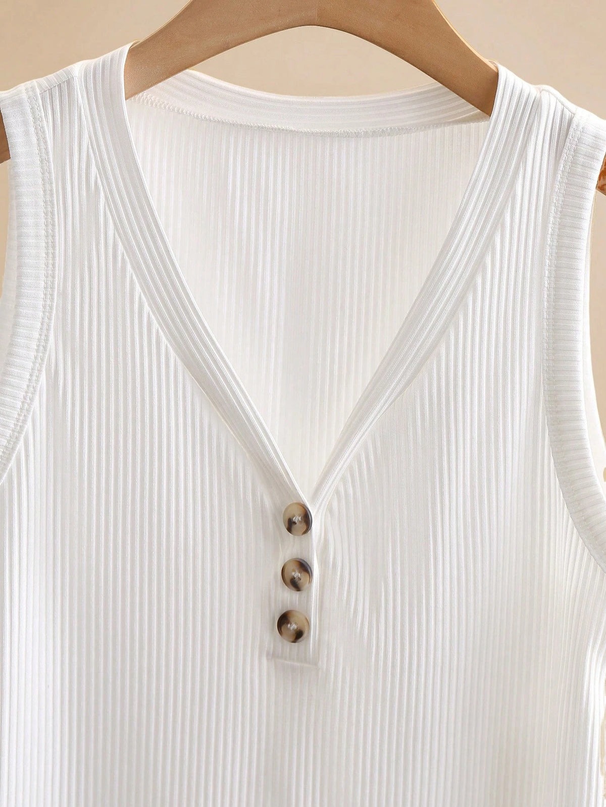 INAWLY Women's Casual V-Neck Button Decor Ribbed Tank Top, Summer