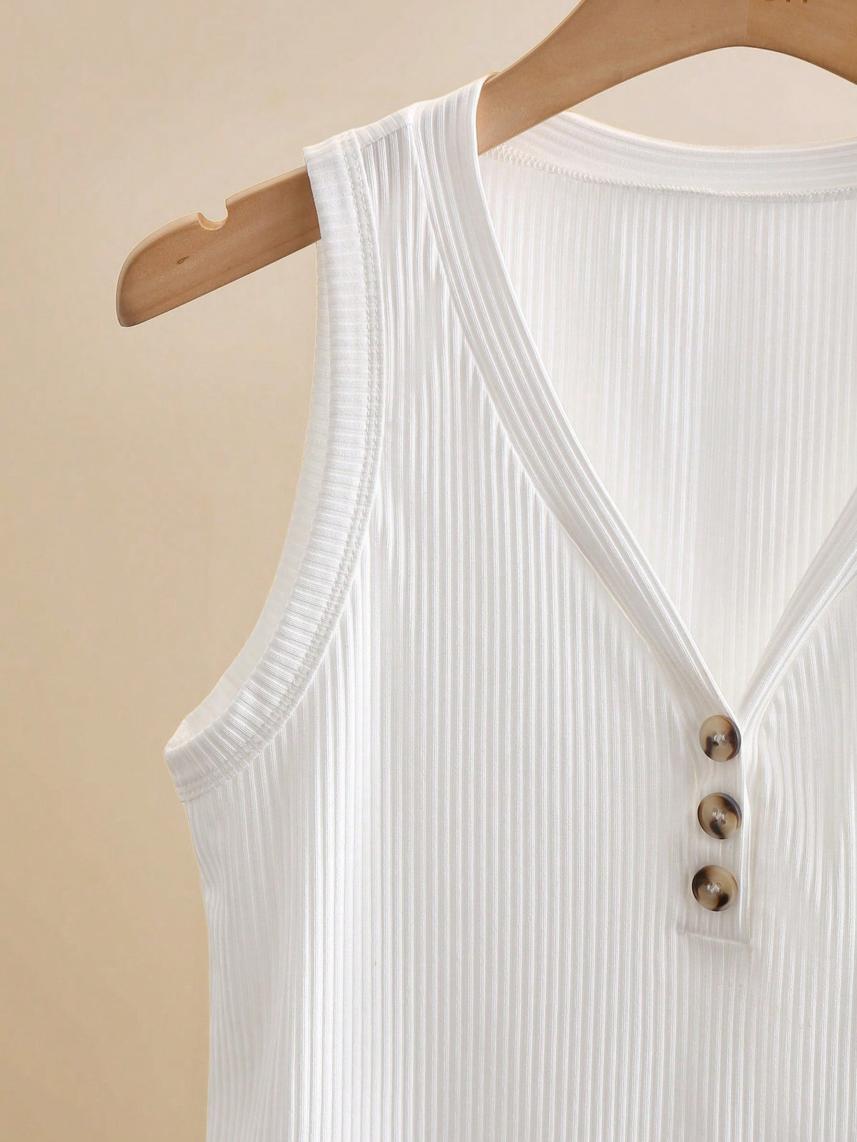 INAWLY Women's Casual V-Neck Button Decor Ribbed Tank Top, Summer