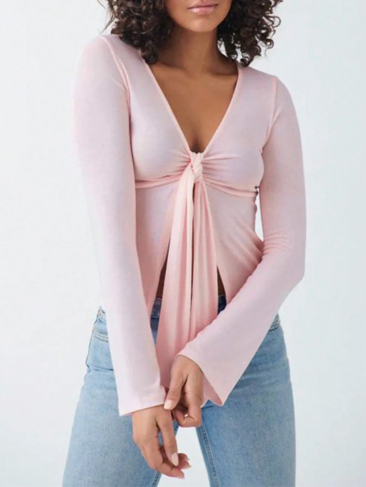 INAWLY Women's Solid Color Casual Long Sleeve T-Shirt Women Tops For Spring Fall