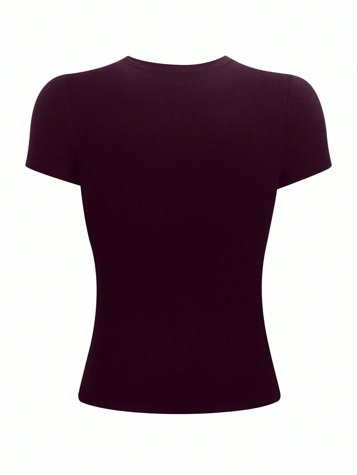 INAWLY Women's Solid Color Fitted Crew Neck T-Shirt, Deep Purple