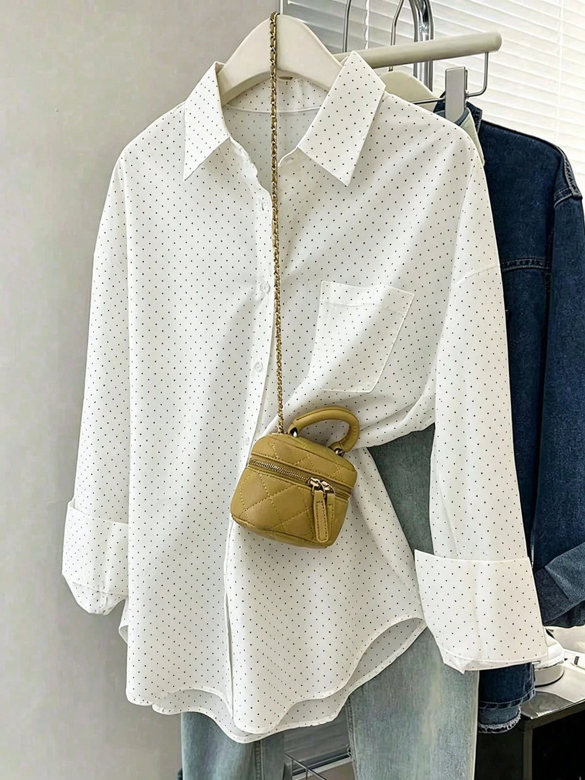 INAWLY Women's Solid Color Front Button Long Sleeve Pocket Casual Shirt Fall Cloth For Women