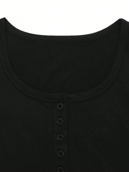 INAWLY Women Spring Autumn Casual Solid Color Black Long Sleeve T-Shirt Fall Cloth For Women