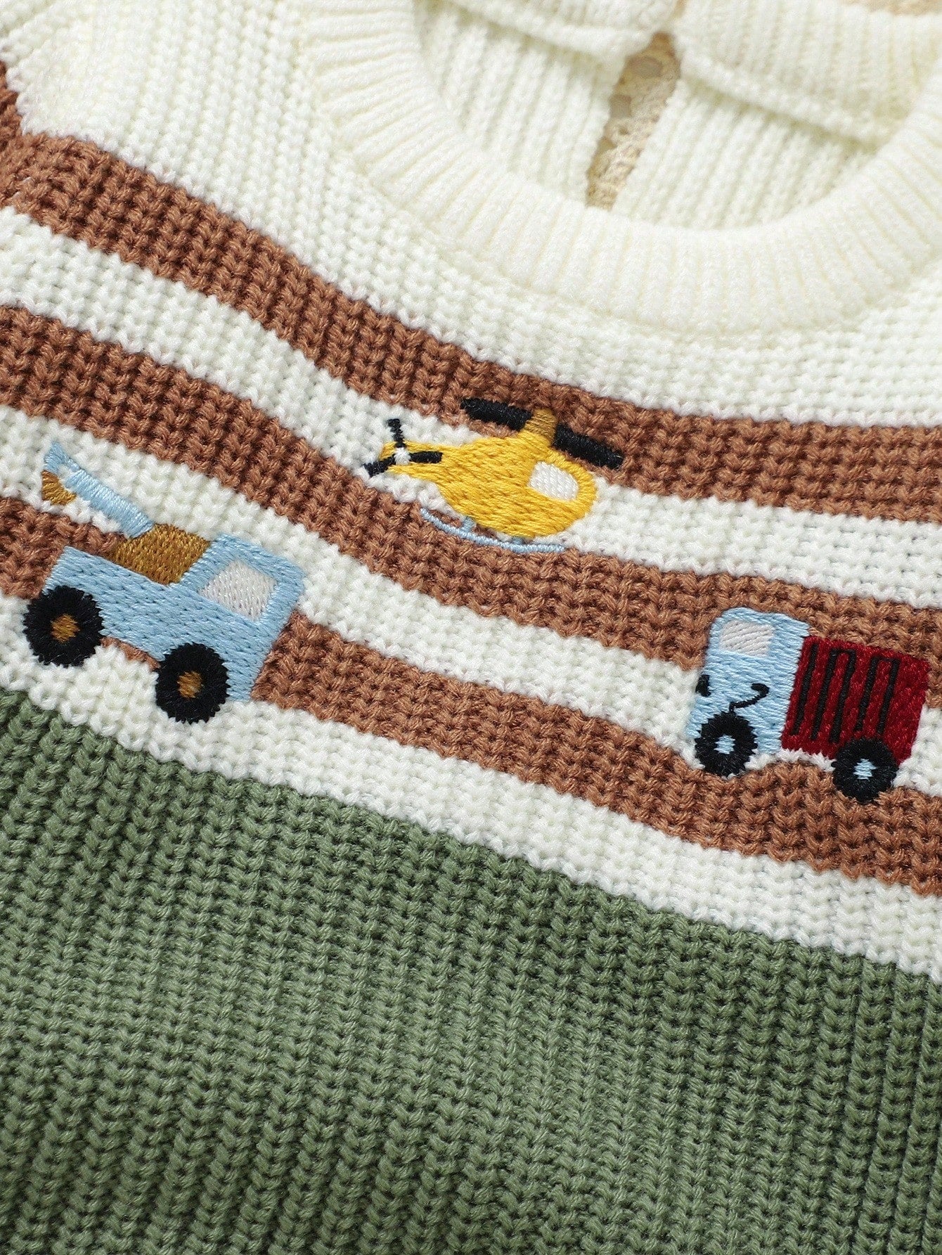 Infant Car Embroidered Romper,Striped Patchwork Baby Boy Cute Long Sleeve Knitted Jumpsuit,Newborn Sweater Overalls Green Autumn Family Matching