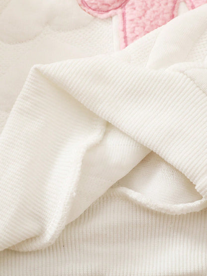 Infant Clothes Autumn/Winter New Sweet Cute Sweatshirt & Fuzzy Long Pants 2 Pieces Set, Pink Cute Bear Head Pattern Little Bear Outfit Baby Clothes Set