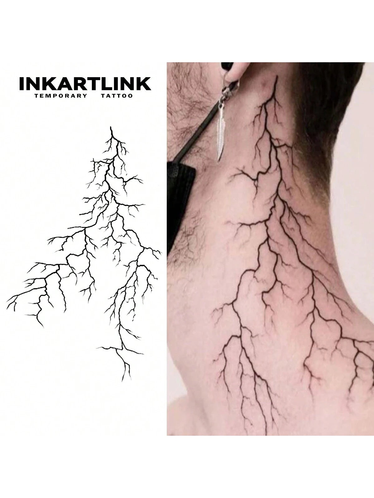 INKARTLINK Innovative Technology Tattoos- Semi-Permanent Tattoos, Black Vein, Lightning Temporary Tattoos, Waterproof, Authentic Tattoo Look, Botanical, Tattoo, Black Craftsmanship
