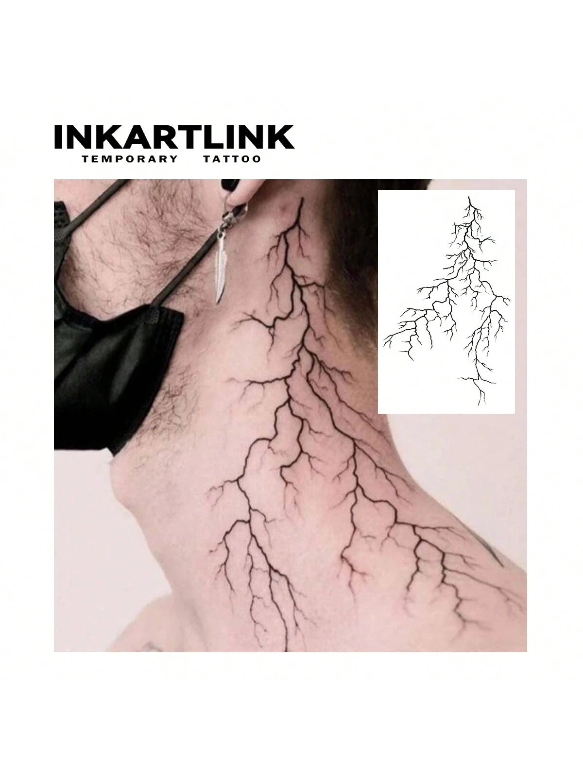 INKARTLINK Innovative Technology Tattoos- Semi-Permanent Tattoos, Black Vein, Lightning Temporary Tattoos, Waterproof, Authentic Tattoo Look, Botanical, Tattoo, Black Craftsmanship