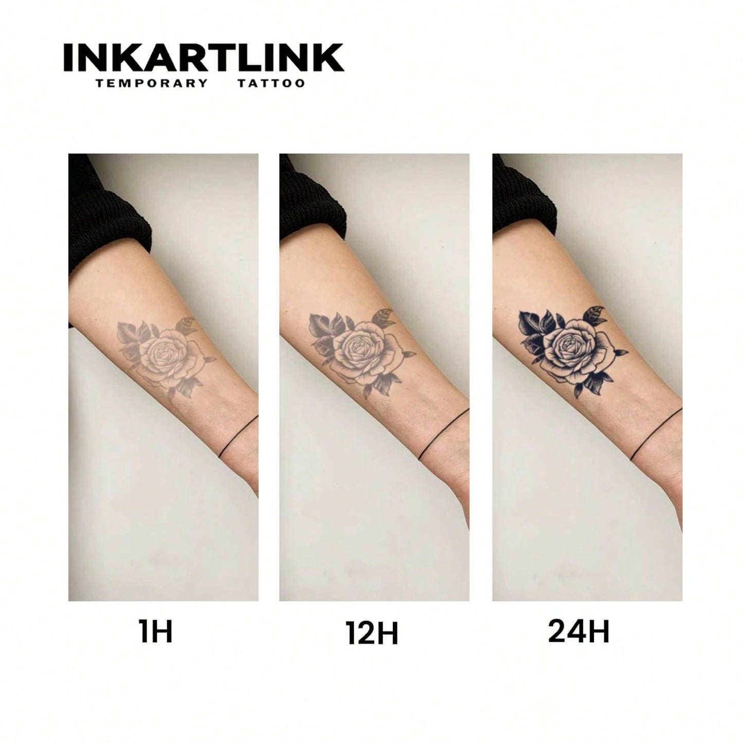 INKARTLINK Innovative Technology Tattoos- Semi-Permanent Tattoos, Black Vein, Lightning Temporary Tattoos, Waterproof, Authentic Tattoo Look, Botanical, Tattoo, Black Craftsmanship