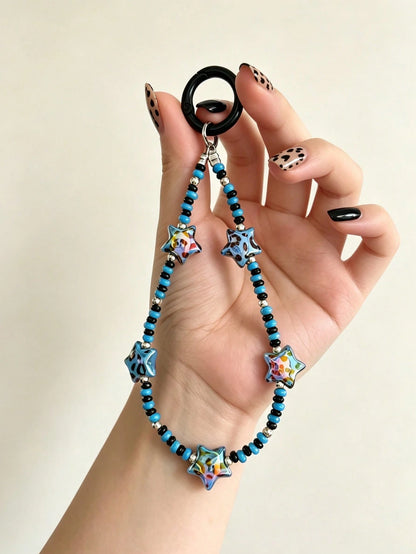 Innovative Laser Leopard Print Star Keychain, Car Key Ring Pendant, Car Lock Key Ring, Car Remote Control Decorative Pendant, Phone Chain, Bag Matching Decorative Pendant, Comes With Horseshoe Buckle