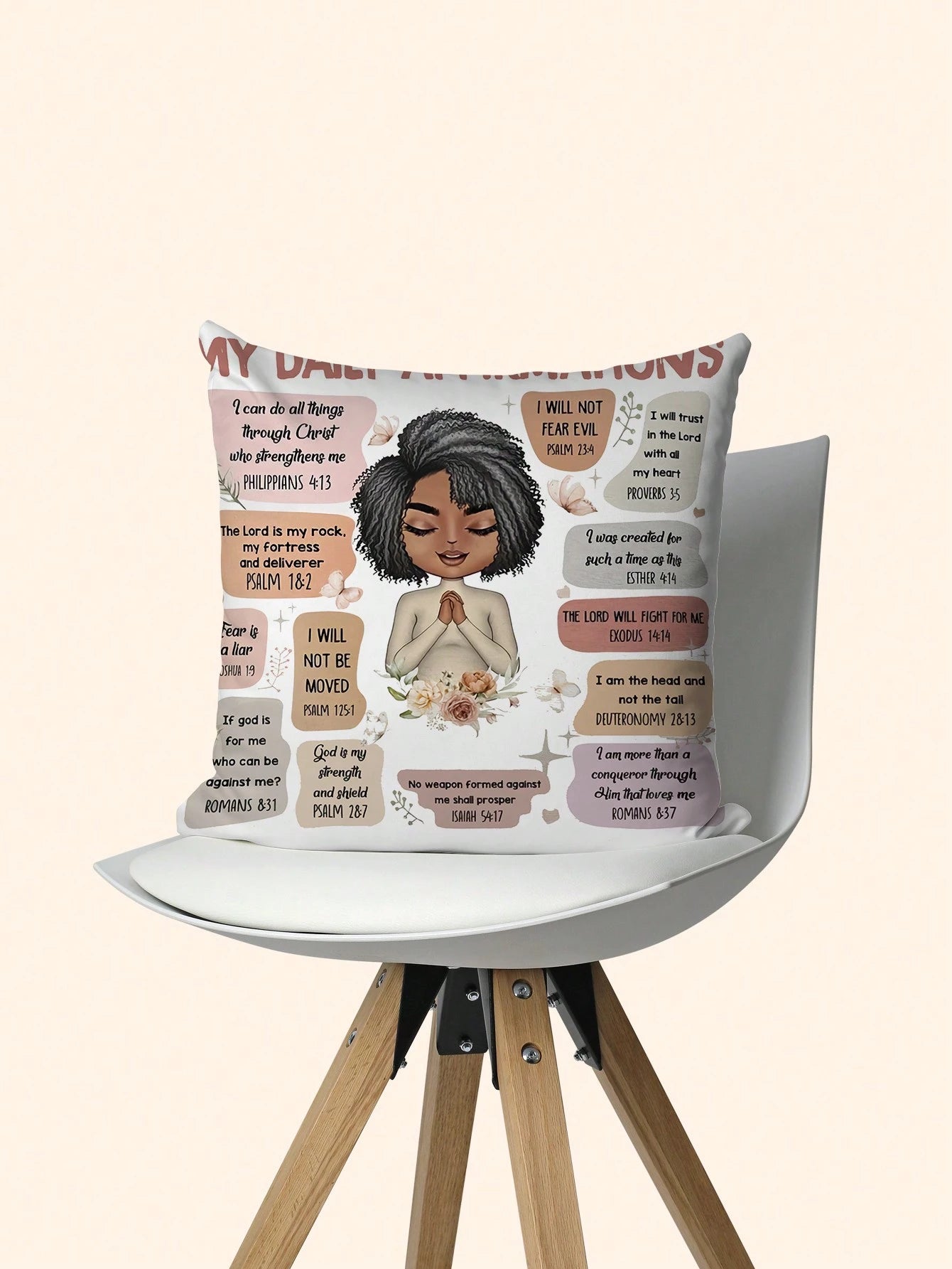 Inspirational 'My Daily Affirmation' 18x18" Plush Throw Pillow Cover- Single-Sided Print, Zip Closure, Hand Washable- Perfect For Living Room & Bedroom Decor