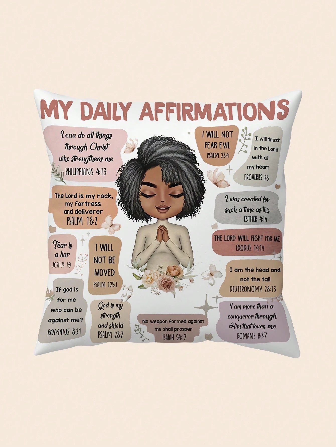 Inspirational 'My Daily Affirmation' 18x18" Plush Throw Pillow Cover- Single-Sided Print, Zip Closure, Hand Washable- Perfect For Living Room & Bedroom Decor