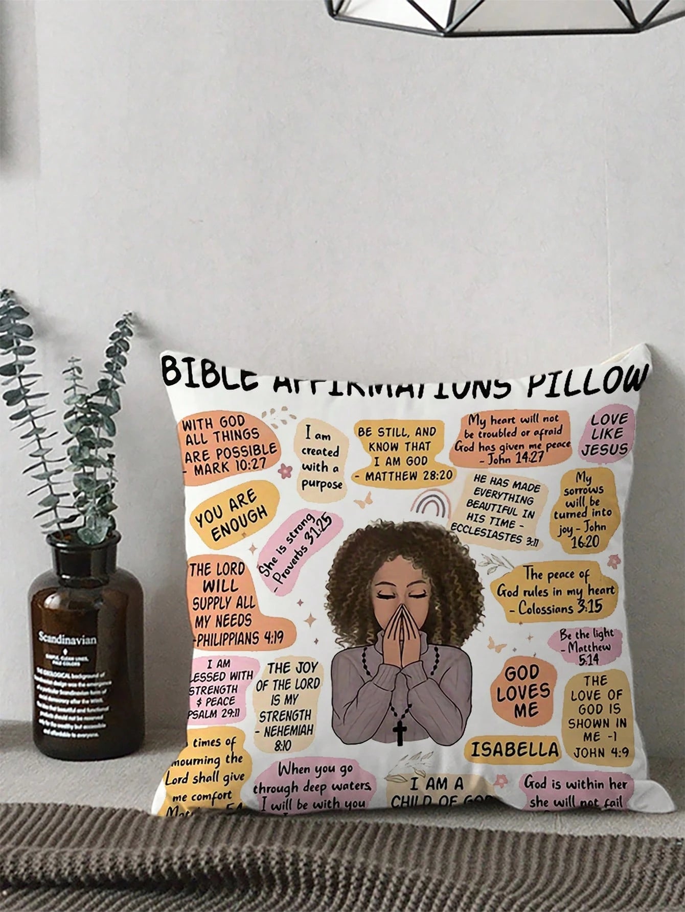 Inspirational 'My Daily Affirmation' 18x18" Plush Throw Pillow Cover- Single-Sided Print, Zip Closure, Hand Washable- Perfect For Living Room & Bedroom Decor