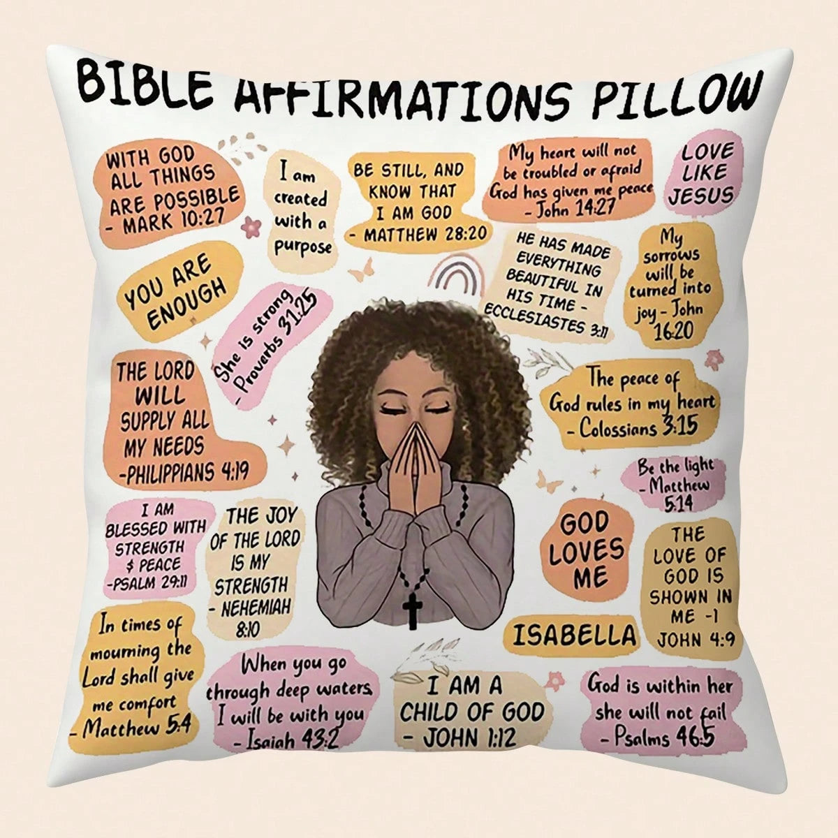 Inspirational 'My Daily Affirmation' 18x18" Plush Throw Pillow Cover- Single-Sided Print, Zip Closure, Hand Washable- Perfect For Living Room & Bedroom Decor