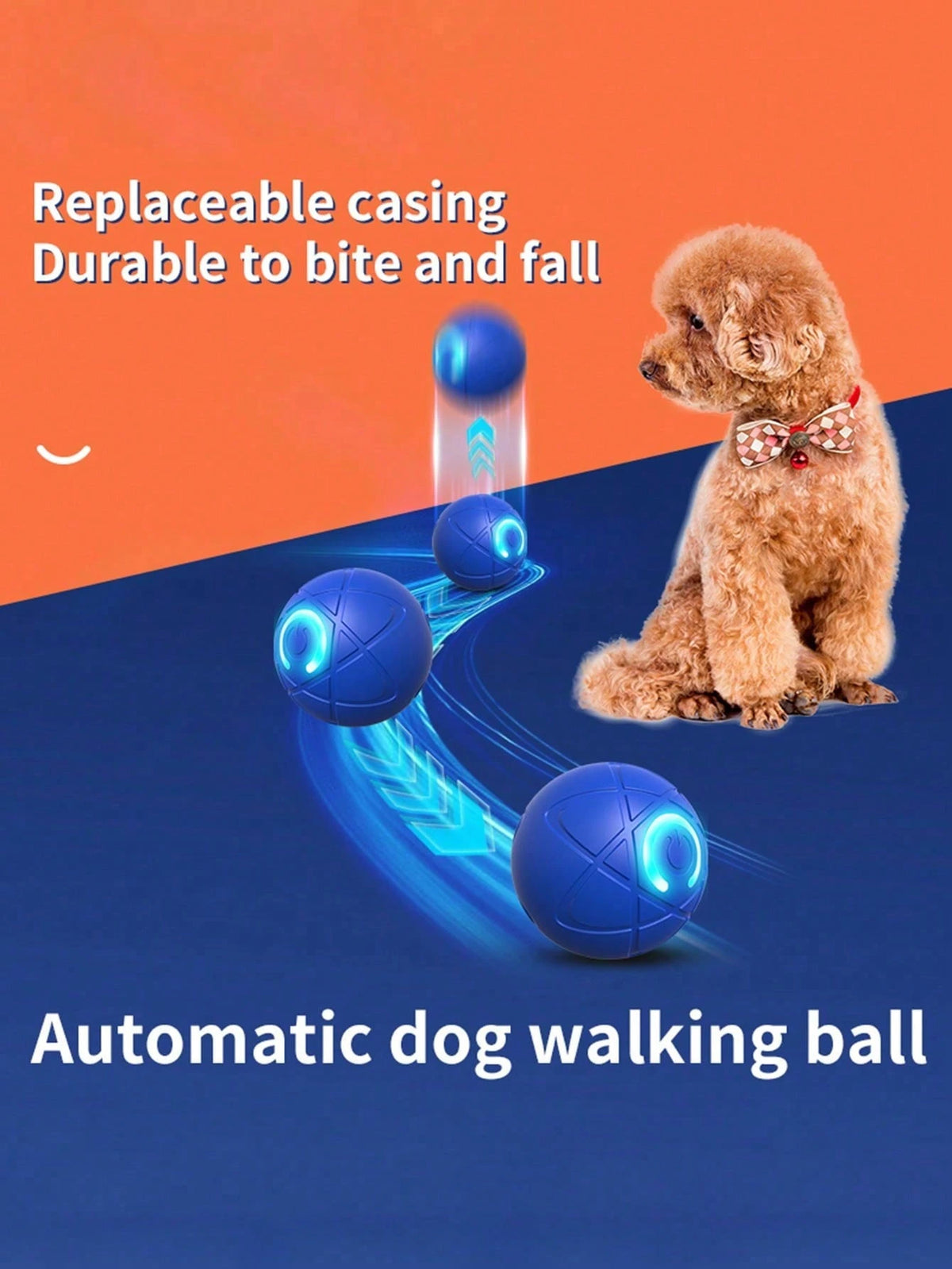 Interactive Dog Ball, Electric Toy Ball, Suitable For Small And Medium Dogs, Smart Dog Toy Ball, Electronic Interactive Pet Toy, Moving Ball, USB Interface, Automatic Moving Bouncing, Puppy Birthday G