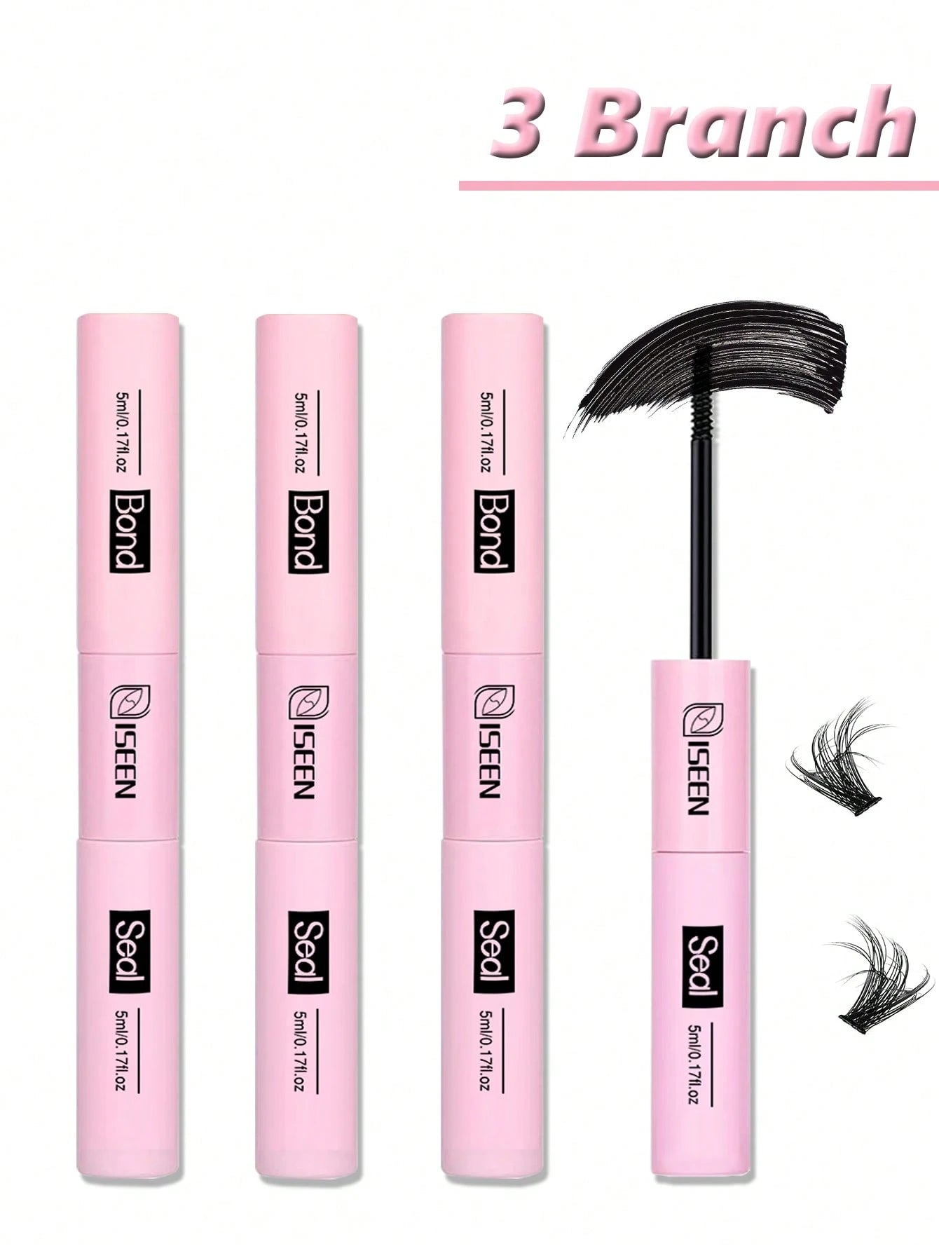 ISEEN 3pcs/2pcs/1pc Eyelash Glue And Sealant, 5ml Glue, 5ml Sealant, Strong Eyelash Adhesive, 2-In-1 Eyelash Glue And Sealant, Long-Lasting Eyelash Glue, All-Day Wear, 2-In-1 Eyelash Glue And Sealant