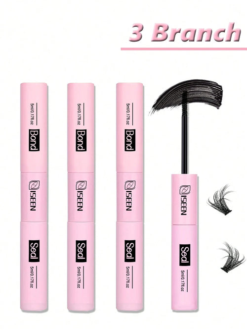 ISEEN 3pcs/2pcs/1pc Eyelash Glue And Sealant, 5ml Glue, 5ml Sealant, Strong Eyelash Adhesive, 2-In-1 Eyelash Glue And Sealant, Long-Lasting Eyelash Glue, All-Day Wear, 2-In-1 Eyelash Glue And Sealant