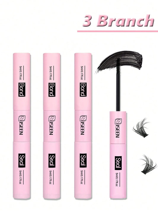 ISEEN 3pcs/2pcs/1pc Eyelash Glue And Sealant, 5ml Glue, 5ml Sealant, Strong Eyelash Adhesive, 2-In-1 Eyelash Glue And Sealant, Long-Lasting Eyelash Glue, All-Day Wear, 2-In-1 Eyelash Glue And Sealant