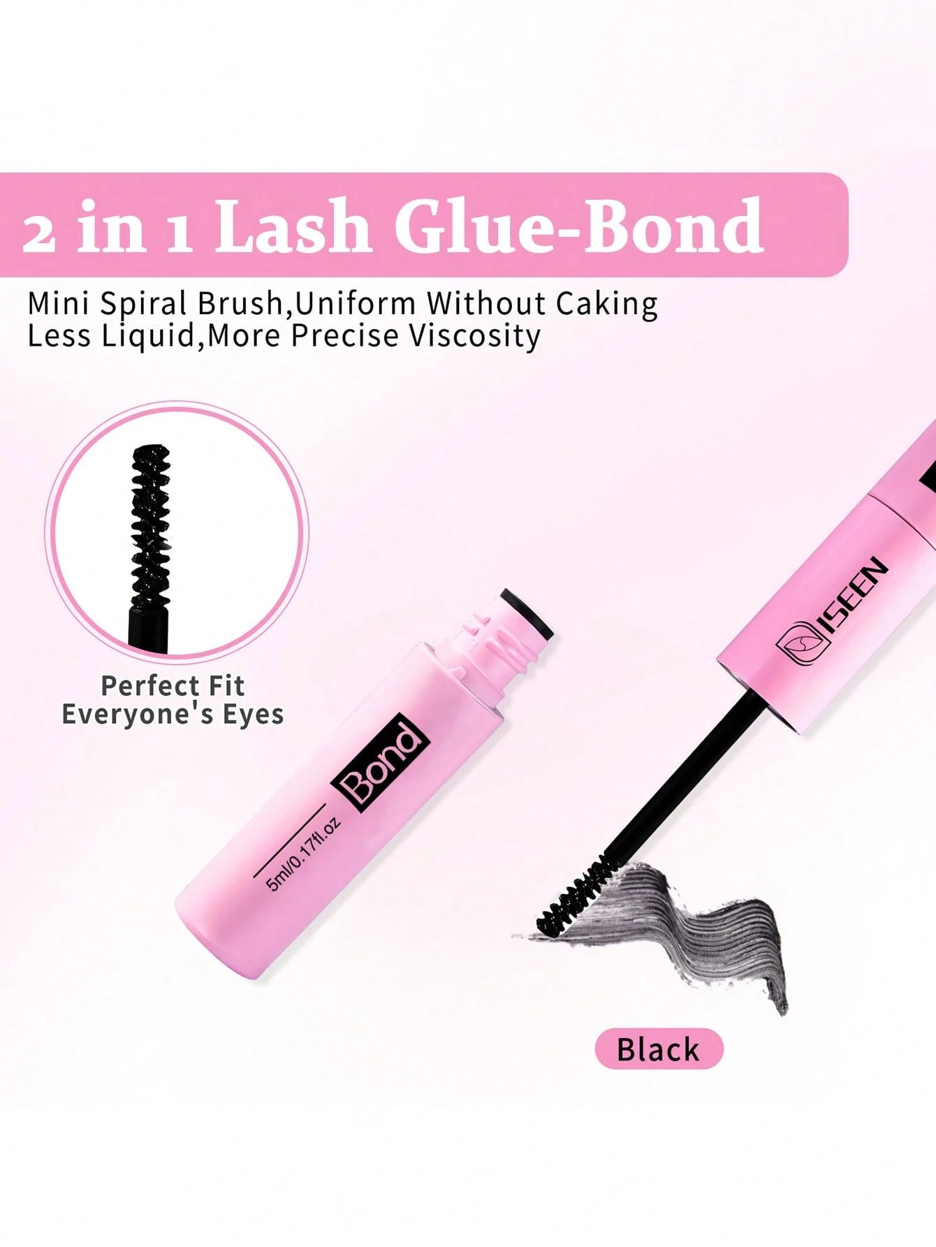 ISEEN 3pcs/2pcs/1pc Eyelash Glue And Sealant, 5ml Glue, 5ml Sealant, Strong Eyelash Adhesive, 2-In-1 Eyelash Glue And Sealant, Long-Lasting Eyelash Glue, All-Day Wear, 2-In-1 Eyelash Glue And Sealant