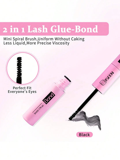 ISEEN 3pcs/2pcs/1pc Eyelash Glue And Sealant, 5ml Glue, 5ml Sealant, Strong Eyelash Adhesive, 2-In-1 Eyelash Glue And Sealant, Long-Lasting Eyelash Glue, All-Day Wear, 2-In-1 Eyelash Glue And Sealant