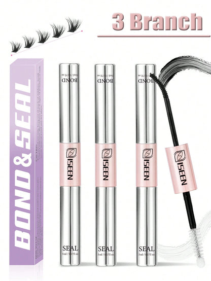 ISEEN 3pcs/2pcs/1pc Eyelash Glue And Sealant, 5ml Glue, 5ml Sealant, Strong Eyelash Adhesive, 2-In-1 Eyelash Glue And Sealant, Long-Lasting Eyelash Glue, All-Day Wear, 2-In-1 Eyelash Glue And Sealant