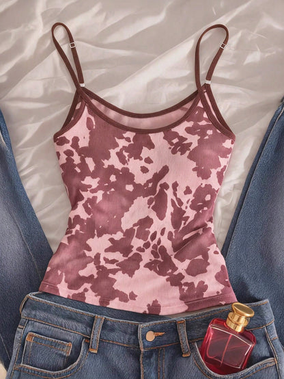 IslaSuriya Cow Print Digital Graphic Minimalist Camisole, Gift For Friends