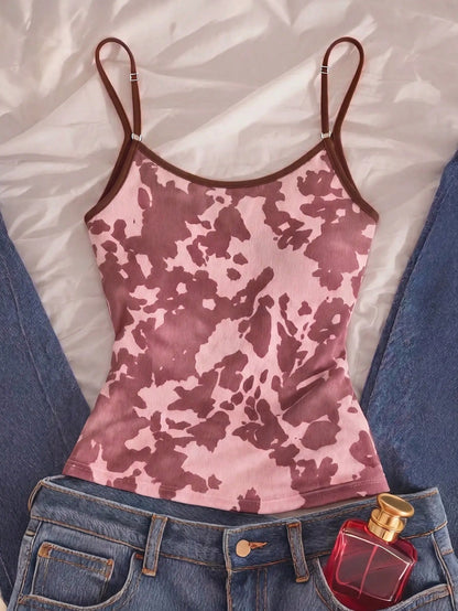 IslaSuriya Cow Print Digital Graphic Minimalist Camisole, Gift For Friends
