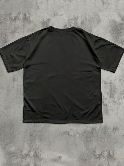 IslaSuriya Funny Ibuprofen Print Black Top,Oversized Cotton T-Shirt For Summer,Casual Streetwear,Halftone Graphic Tee,Y2K Humor,Black And White Style,City Break