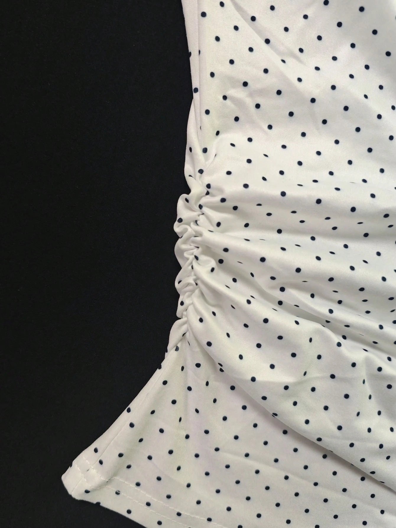 IslaSuriya Plus Size Summer Outing Polka Dot Print Off-Shoulder Fitted Top
