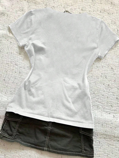 IslaSuriya Women's Casual Solid Color Fitted Waist T-Shirt, Summer