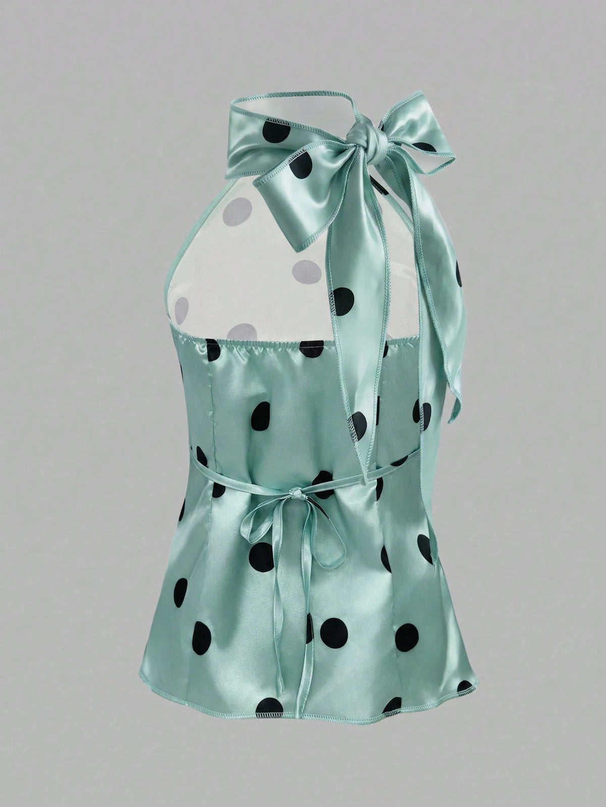 IslaSuriya Women's Elegant Polka Dot Print Halter Neck Tie Top, Summer
